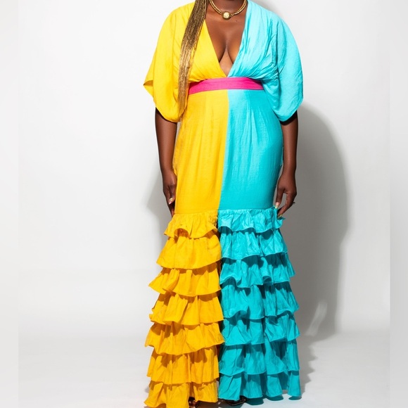 Dresses & Skirts - #60 Yellow and Green Ruffle Dress